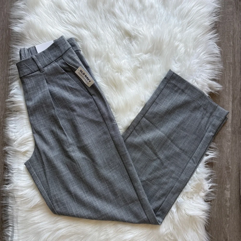Old Navy Gray Heather Taylor Wide Leg Trousers Suit Pants Extra High Rise Small - Picture 1 of 8
